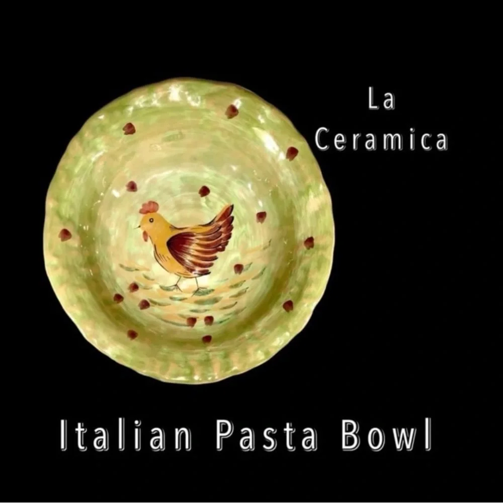 Vintage Italian Ceramic Pasta Bowl – Rooster Pattern – Farmhouse Style